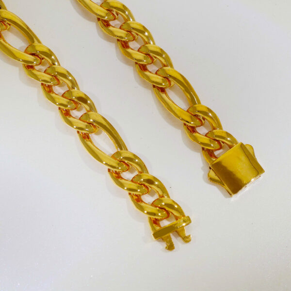 Double Big Curb Gold Gents Bracelet - Image 5