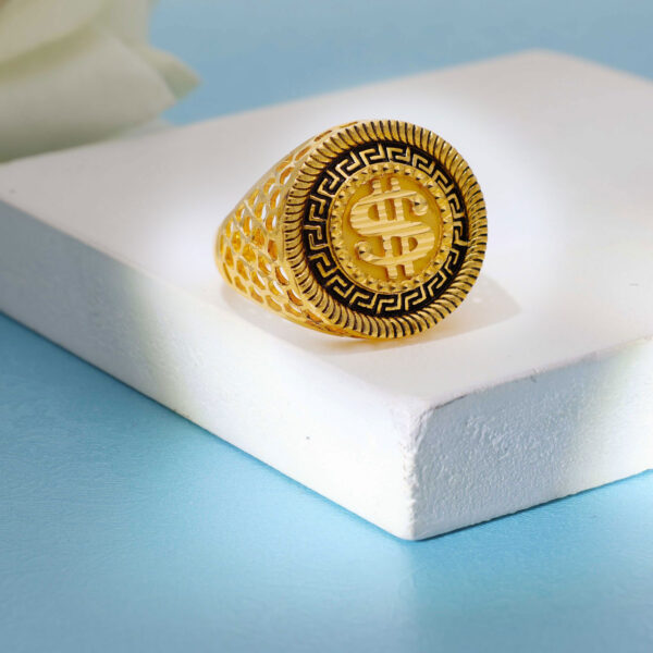 Dollar Logo Gents Signet Ring - Image 5