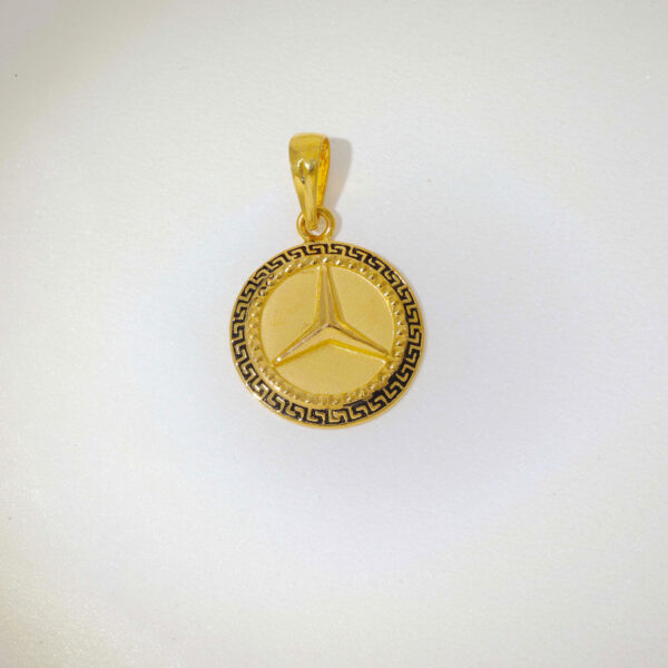Zigzag Mercedes Gents Gold Pendent - Image 2