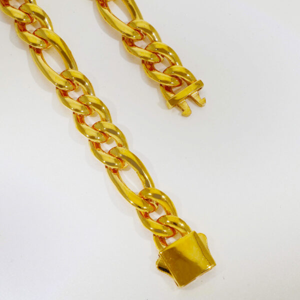 Double Big Curb Gold Gents Bracelet - Image 2