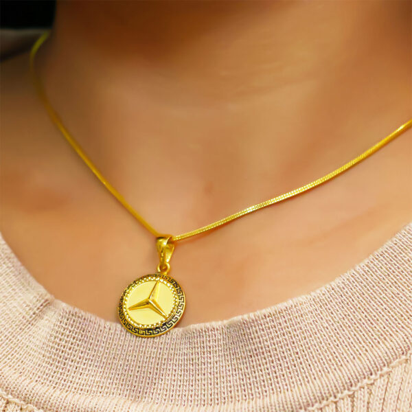 Zigzag Mercedes Gents Gold Pendent - Image 6