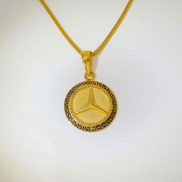 Zigzag Mercedes Gents Gold Pendent - Image 3