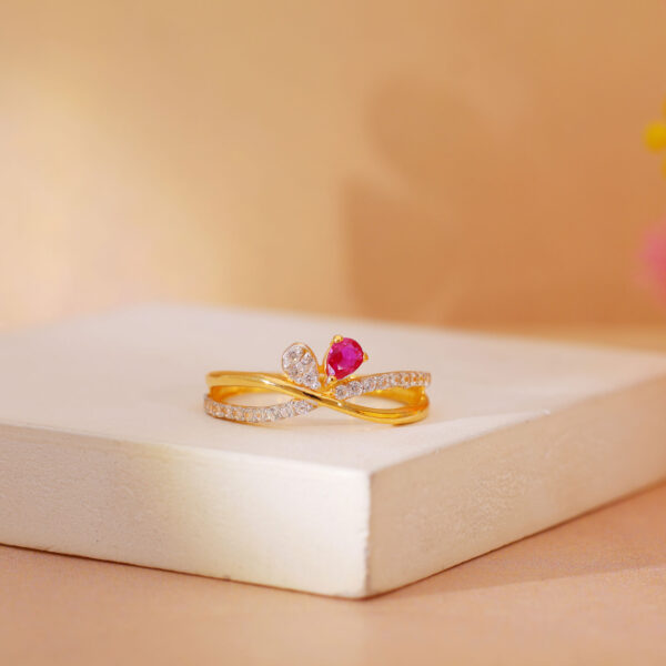Gold Stone Ring With Ruby - Image 4