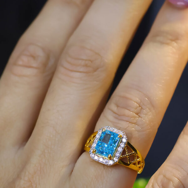 Emily Princess Cut Blue Topaz Solitaire Ring - Image 5