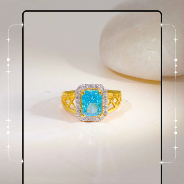 Emily Princess Cut Blue Topaz Solitaire Ring - Image 4