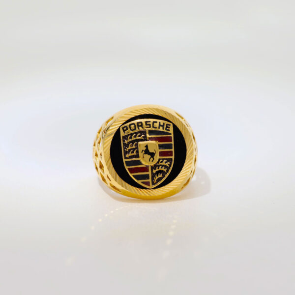 Porsche Logo Gents Gold Ring - Image 4