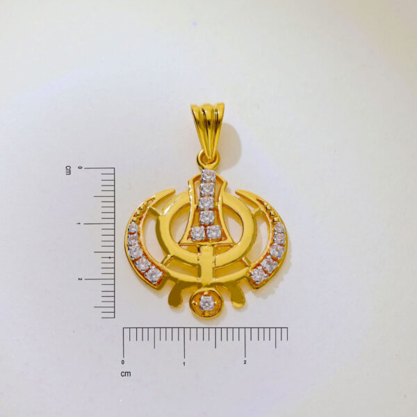 Polki Pave Solitaire Pendant, Sikh Pendant - Image 6