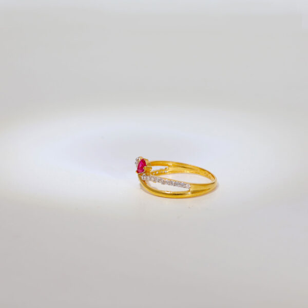 Gold Stone Ring With Ruby - Image 2