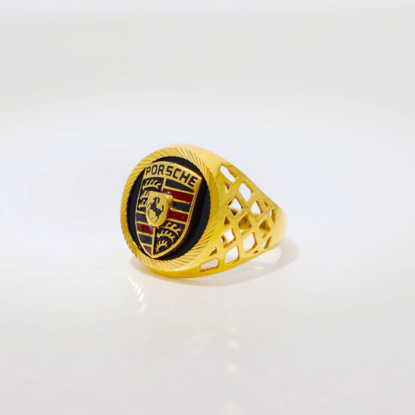 Porsche Logo Gents Gold Ring - Image 2
