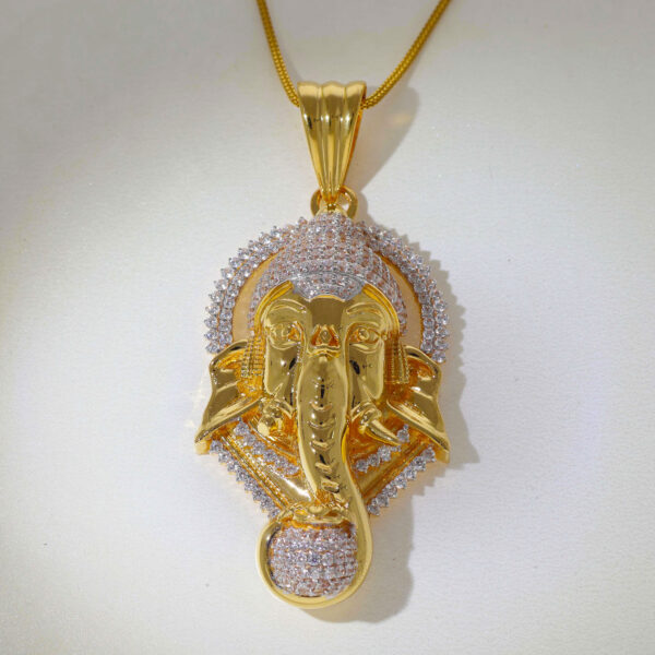 Ganesh Jii Gold Stone Pendent - Image 3