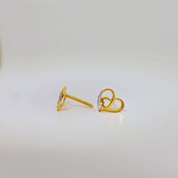 Shinny Heart Stone Stud Earrings - Image 3