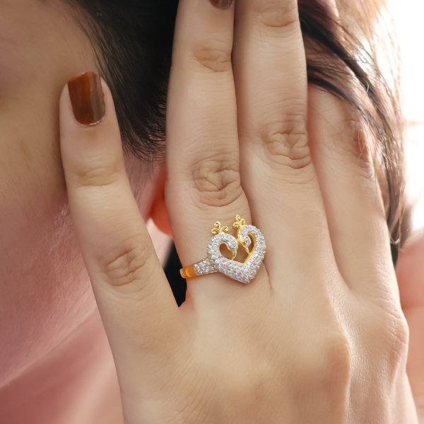 Fashionable Gold Plated Couple Peacock Ring - Image 6