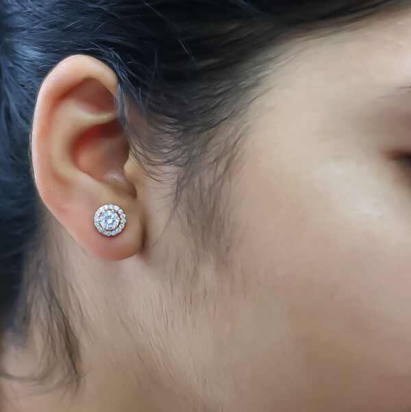 Naksha Halo Solitaire Stud Earrings - Image 6
