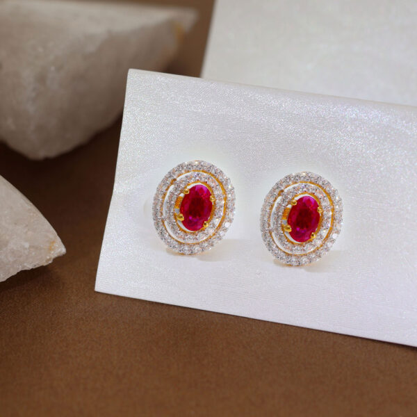 Ruby Gemstone Stud Earrings - Image 4