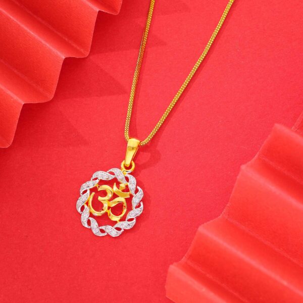 Stylish OM stone Gold Pendent - Image 4
