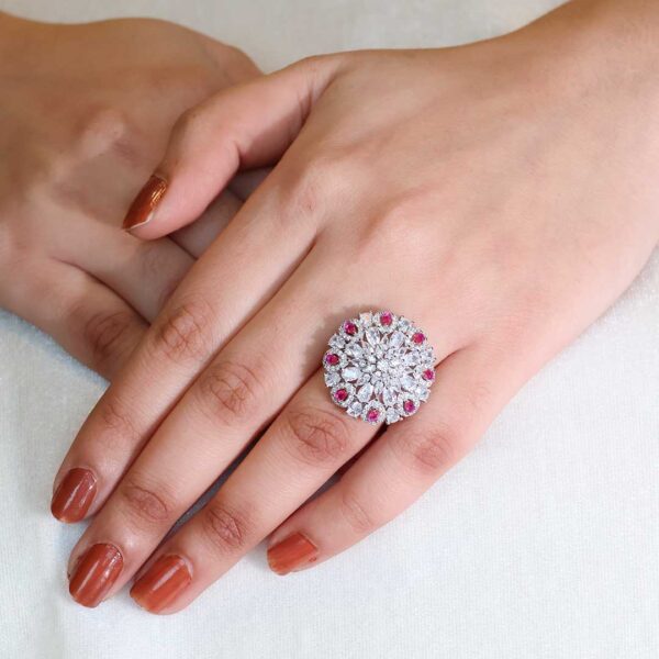 Ruby Bloom Cocktail Ring - Image 6