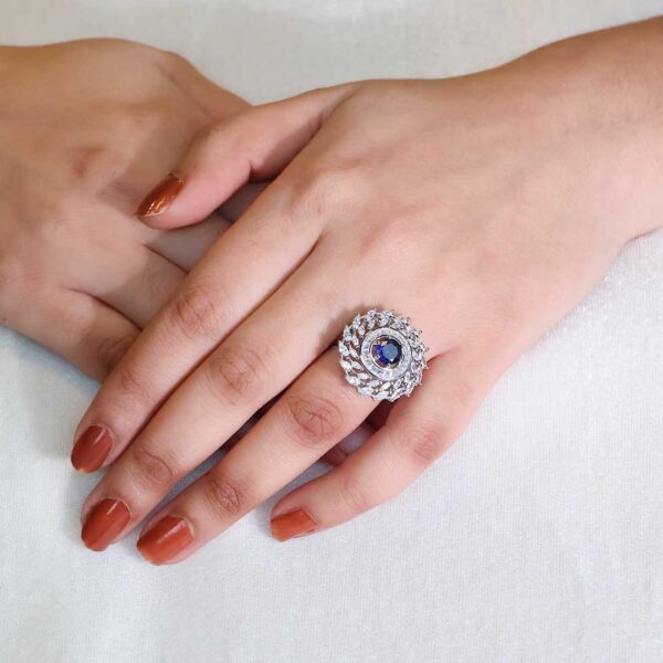 Cosmic Blue Zirconia Ring - Image 6