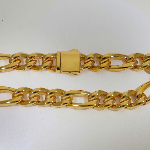 Double Big Curb Gold Gents Bracelet - Image 3