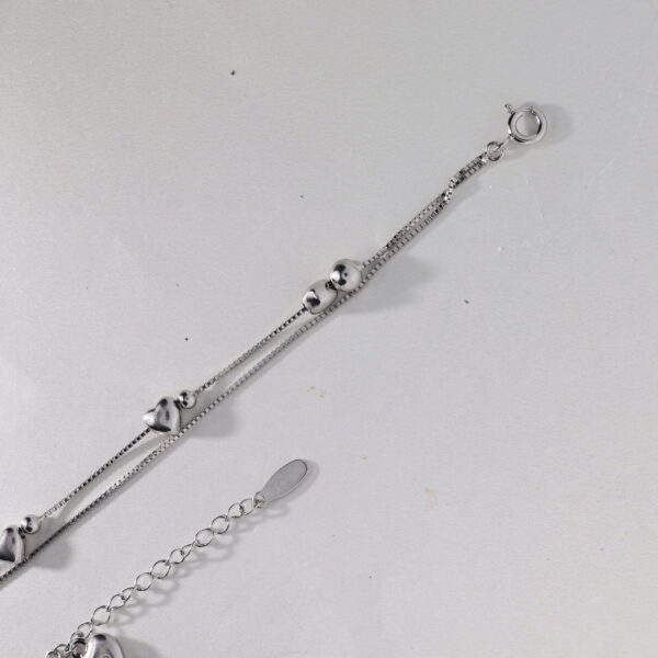 Layered Silver Charm Anklet - Image 3