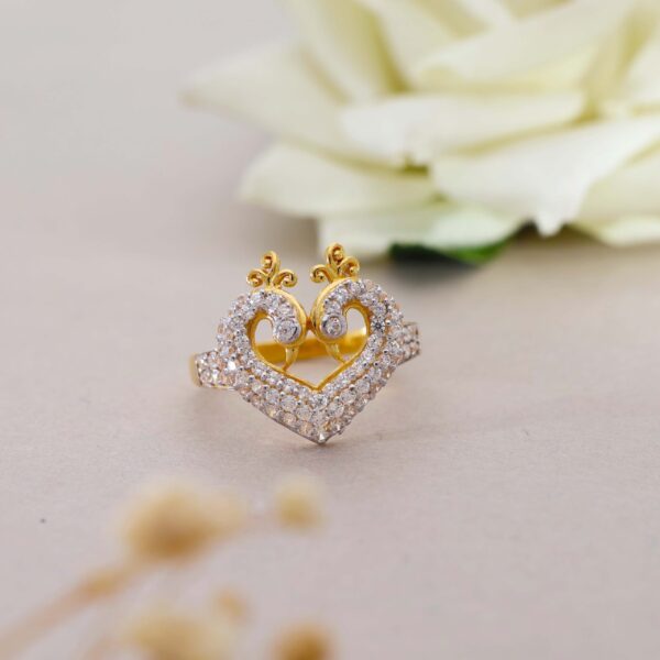 Fashionable Gold Plated Couple Peacock Ring - Image 2