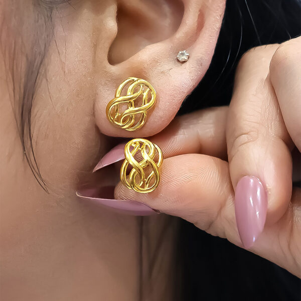Double Infinity Gold Studs - Image 7