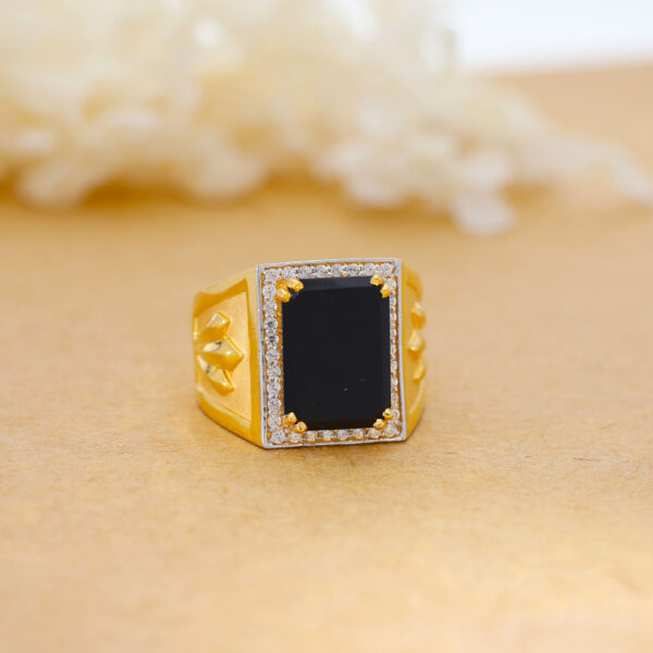 Unique Black Stone Gold Gents Ring - Image 4