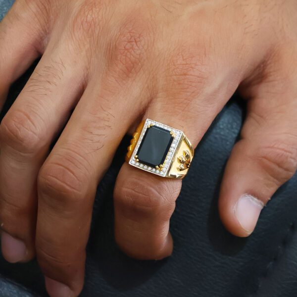Unique Black Stone Gold Gents Ring - Image 6