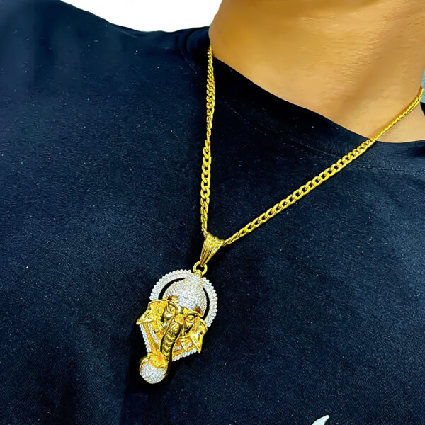 Ganesh Jii Gold Stone Pendent - Image 6