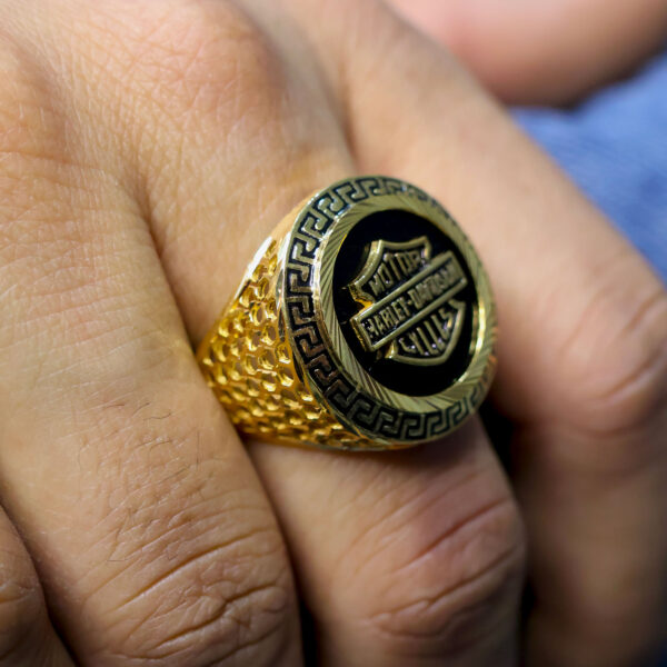 Harley Davidson 3D Black Plate Gents Ring - Image 6