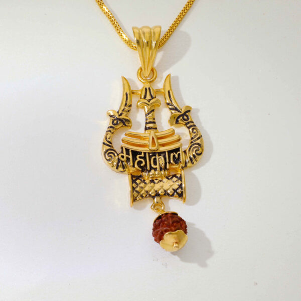 Stylish Trishul Mahakaal Pendant With Rudraksha - Image 3