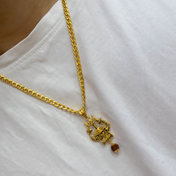 Stylish Trishul Mahakaal Pendant With Rudraksha - Image 6