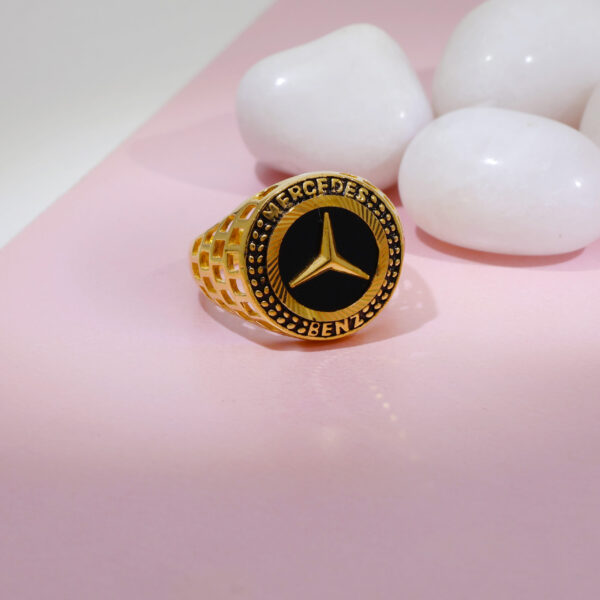Black Plate Mercedes Gents Ring - Image 5