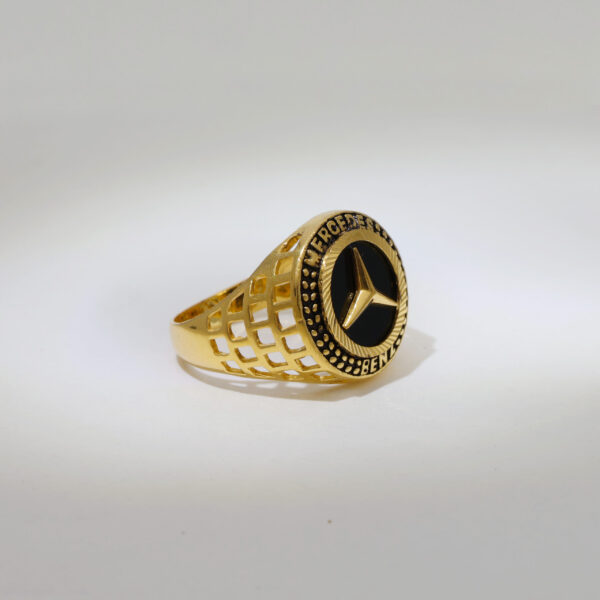 Black Plate Mercedes Gents Ring - Image 2