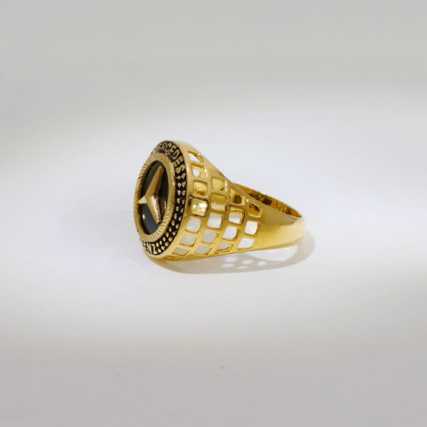 Black Plate Mercedes Gents Ring - Image 3