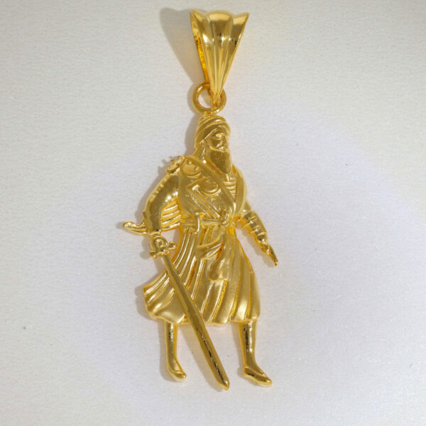 The Gold Portrait Of Shaheed Baba Deep Singh Ji Pendent - Image 2
