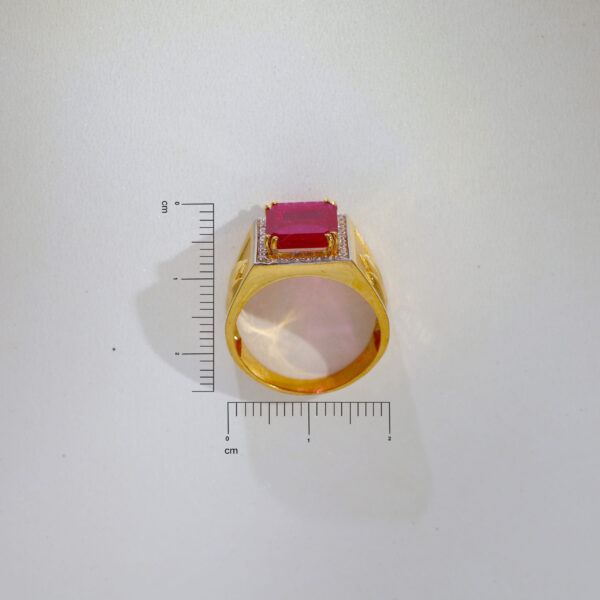 Designer Pink stone Gents Ring - Image 5