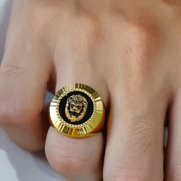 Stylish Gold Filled Lion Head Gents Ring - Image 7