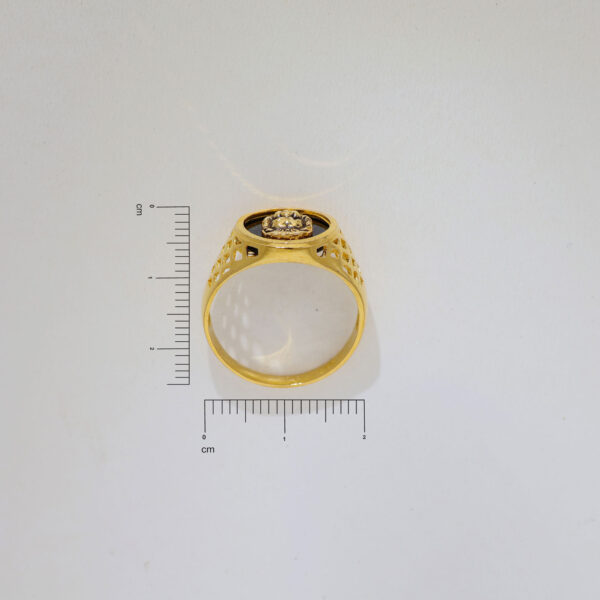 Black Plate Gold-Filed Lion Face Gents Ring - Image 6