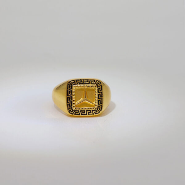 Gold Signet Square Gents Ring - Image 2