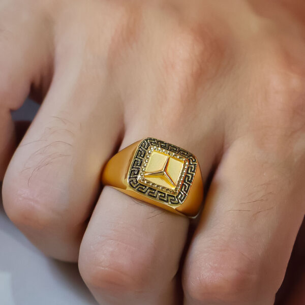 Gold Signet Square Gents Ring - Image 7