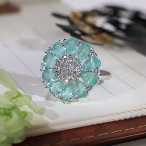 Mint Bloom Cocktail Ring - Image 2