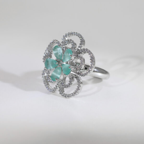 Serenity Mint Flower Ring - Image 3