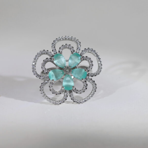 Serenity Mint Flower Ring - Image 4