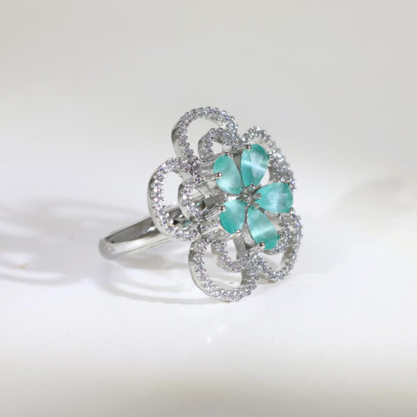 Serenity Mint Flower Ring - Image 2