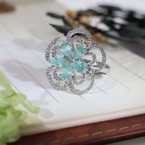 Serenity Mint Flower Ring - Image 5