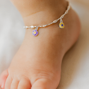 Petal Play Silver Baby Anklets