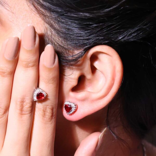Heart stone Spark Diamond Earrings - Image 5