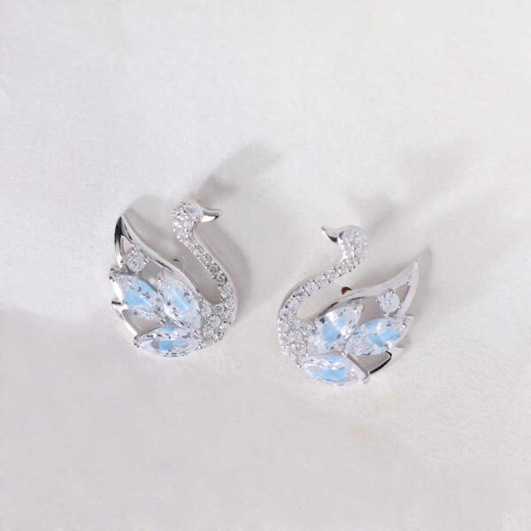 Blue Feather Swan Earrings - Image 2