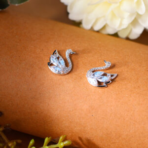 Blue Feather Swan Earrings