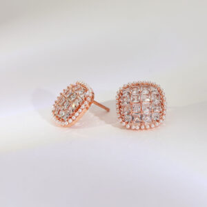 Pearl Grid Rosegold Studs